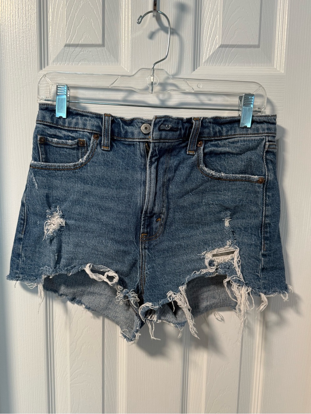 Abercrombie & Fitch Distressed Blue Denim Cutoff Shorts Size 27